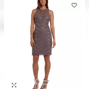 Nightway Sequined Lace Cocktail Dress